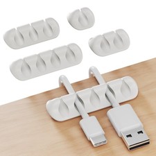 GLUIT Adhesive Desktop Cable Organizer Versatile Cord Holders Wire White