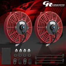 2 X UNIVERSAL 7" PULL/PUSH ELECTRIC RADIATOR COOLING FAN+MOUNTING/MOUNT KIT RED