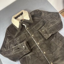 Vintage William Barry Jacket Mens 40 Brown Corduroy Sherpa Lined Made in USA 70s
