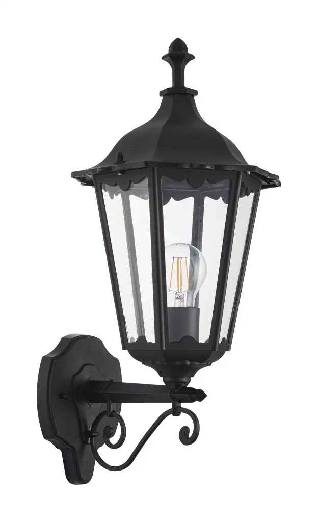 Outdoor Light Black Burford Wall IP44 Matt Lantern Endon 76546