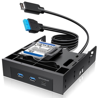5.25 USB Hub with Dual SSD/HDD Bays - 20Gbps USB-C 5Gbps USB-A Expansion