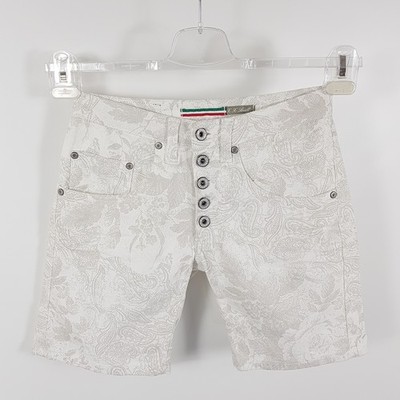 Please Shorts P88 Womens XXS W23 White Grey Slim Short Jeans Floral Pattern Pants