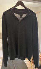 Bloomingdales Quarter Zip Cashmere 100 Gray Sweater Mens Size XL