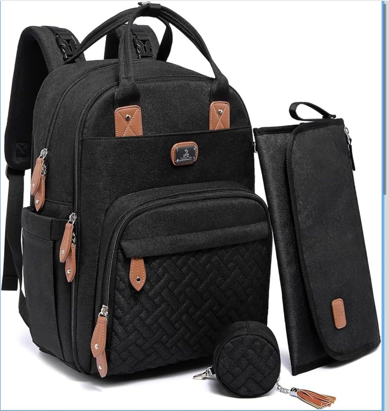 Diaper Bag Backpack with Portable Changing Pad, Pacifier Case and Stroller St...