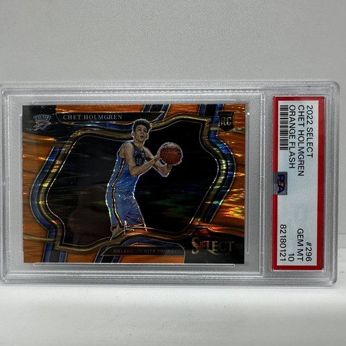 2022 Select CHET HOLMGREN Orange Flash Courtside PSA 10 #296 Rookie RC Thunder - Picture 2 of 4