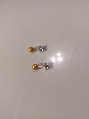 5mm Bronze/gold Pearly Ball Stud Earrings (D506) New