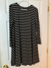 women's black/white striped long sleeve dress Old Navy size M CUTE COMFY