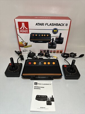Atari Flashback 8 Black Console And 2 Wired Controllers Plus 105 Classic Games.