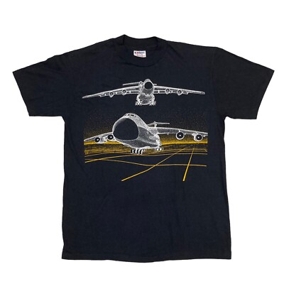 Vintage C-5A Galaxy Cargo Plane T-shirt L Single Stitch Hanes Beefy Made in USA