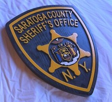 Police Saratoga County Sheriff 3D routed patch plaque wood Sign Custom carved