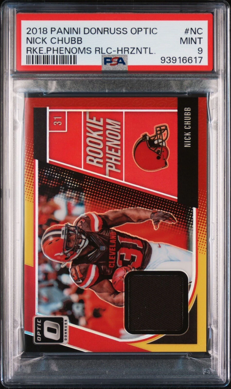 Nick Chubb Panini Donruss Optic Rookie Phenoms Relics #NC Horizontal