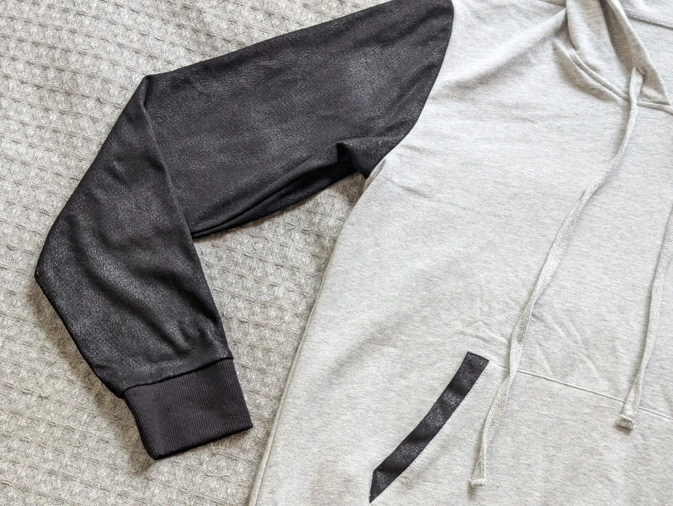 Espléndida Sudadera con Capucha Mujer XS Extra Pequeña Gris Negro Pullover Ligero Cordón Foto 3 de 4