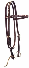 Hamilton Argentina Leather 5/8 Inch Browband Headstall w/Buckstitch, Burgundy