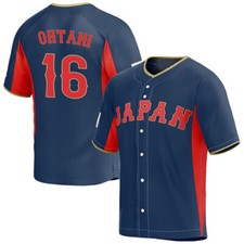 Shohei Ohtani 16 Japan Baseball 2023 World Baseball Jersey Navy Baseball Lover