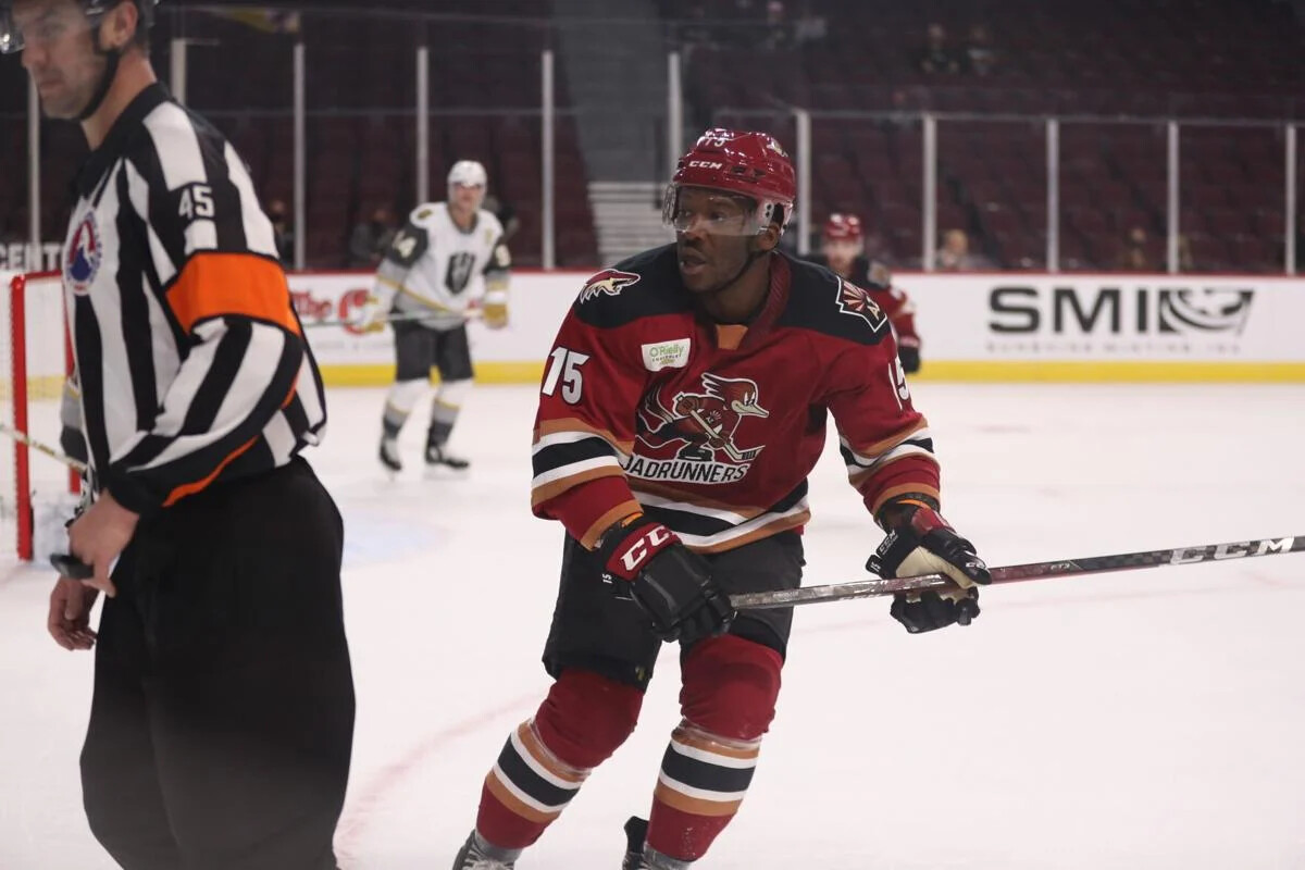 ARIZONA COYOTES Bokondji Imama worn white #15 practice jersey 21-22 rookie camps