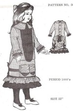 fits 22" Period DOLL DRESS PATTERN Victorian German French