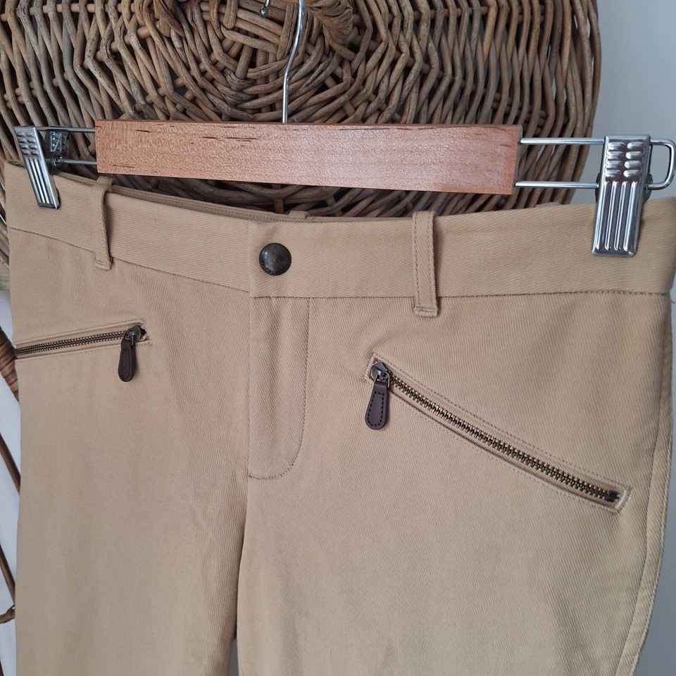 Ralph Lauren 160/72A Beige Pants Equestrian Riding Suede Patches