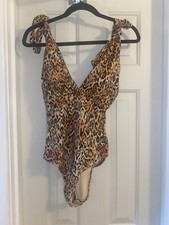 KIM GRAVEL x SWIMSUITS FOR ALL Tie Shoulder 1-Piece Swimsuit ANIMAL sz 6