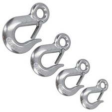 6mm &ndash; 12mm Eye Slip Hook with Safety Catch 316 Stainless Steel Lifting Holder
