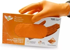 S&G Orange Diamond Nitrile Gloves Powder Latex Free 8 Mil 100pcs M/L/XL