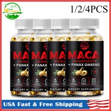 1-4x Maca Root,Ashwagandha,Panax Ginseng Extract Organic Male Enhancing Capsules