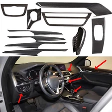 Real Dry Carbon Fiber Interior Center Trim Decor Cover For BMW X3 X4 G01 2018-21