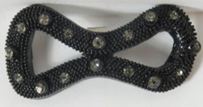 VTG BLACK BOW SINGLE SHOE DRESS CLIP RHINESTONES