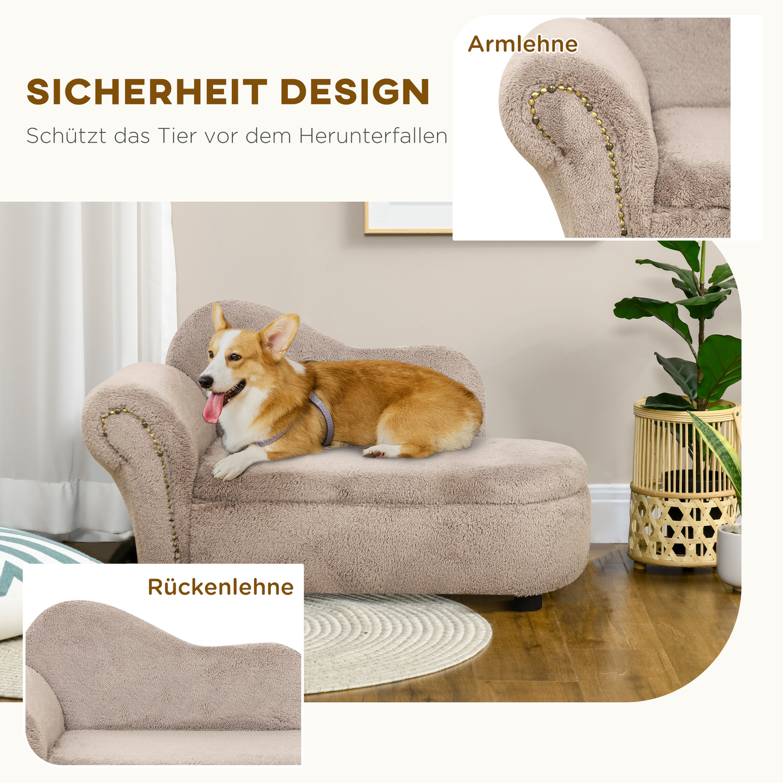Pawhut Haustiersofa – Kuschelige Holzcouch Für Hund & Katze Mit Abnehmbarem Kissen