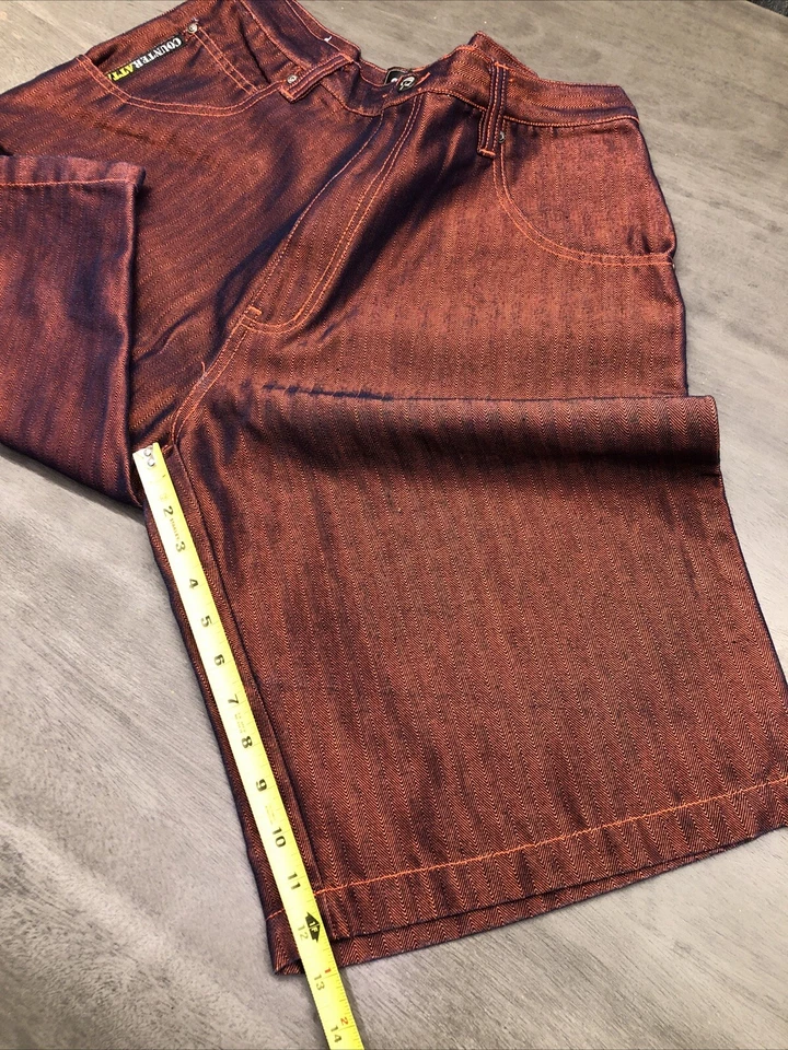 Counter Attack Platinum 男式 34x12 宽松嘻哈短裤橙色/蓝色褪色 — 第 4/4 张图片