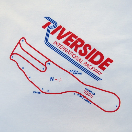 RIVERSIDE INTERNATIONAL RACEWAY TRACK MAP T SHIRT CALIFORNIA SCCA