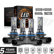 9005 9006 LED Headlight Kit 10000K Combo Bulbs High Low Beam Super Bright White