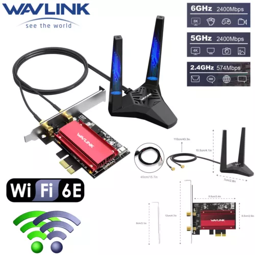 AX5400 WiFi 6E PCI-E Network Adapter Card Bluetooth 5.3 Wifi Antenna for Desktop