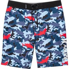 HURLEY SWIMSUIT BOYS - RED SHARK BLUE SZ 18 - BOARD SHORTS SWIM
