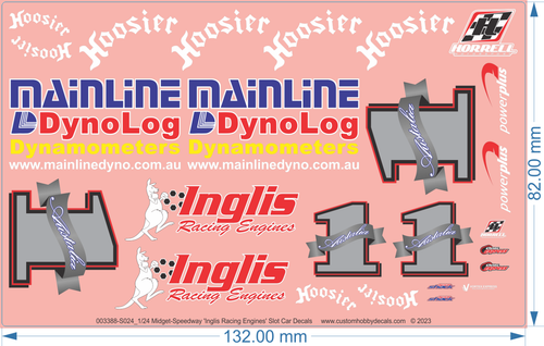 'Inglis Racing Engines' Midget-Speedway Slot Car Deca- 1/18 1/24 1/32 1/64 -WD - Picture 3 of 5