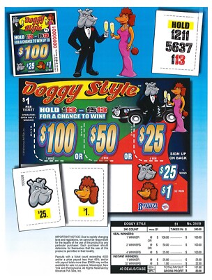 Pull Tab Ticket - Hard Card - Game - Doggy Style - 240 ct