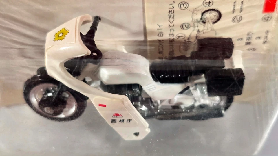 TOMY Tomica Honda Police Bike w/ Decal Sheet / #4 / Made in Japan / Rare Blister - Image 3 of 4