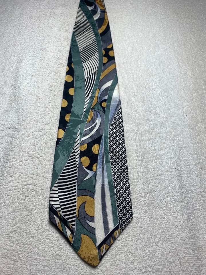 ALEXANDER LLOYD CORBATA HOMBRE GRIS NEGRO DORADO BLANCO 4 X 64 EXTRA LARGA Foto 2 de 4