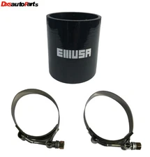 (one) Silicone hose 2.75" straight COUPLER black + (2 pcs) T Bolt clamps