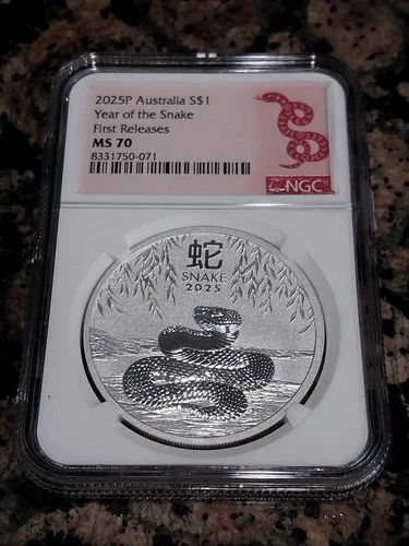 NGC Graded MS 70 2024 Australia Year of the Snake .999 Silver Coin