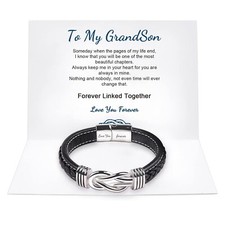 To My Grandson Bracelet Inspirational Braided Leather Gift Adjustable High Quali