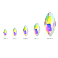 Sew On Crystal Two hole Flat back Navette Faceted Glass Rhinestone Jewels