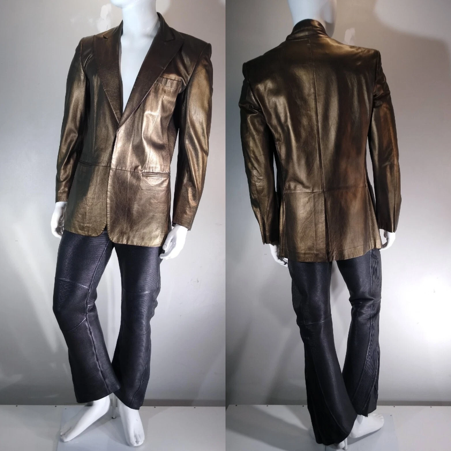 GUCCI by TOM FORD slim fit GIACCA IN PELLE ESTIVA SEXY bronzo oro
