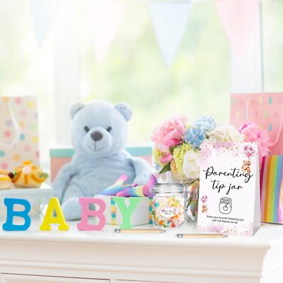 Parenting Tips Baby Shower Game Set - Wooden Sign With 50 Cards, Gender Reveal Decor - View #5