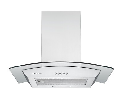 Cookology Curved Glass Cooker Hood 60cm Extractor Fan S/Steel
