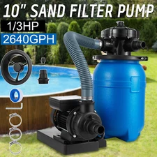 10" Sand Filter System Above Ground 10,000 Gallons Pool with 1/3HP Pump 2640GPH