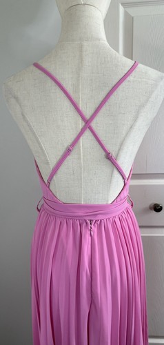 SHE + SKY Barbie Pink Marilyn Monroe Chiffon Pleated Party Midi Dress Sz S - Picture 5 of 12