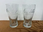Set of 2 Vintage Coca-Cola Soda Fountain Cup 12 Fluid Ounces Clear Glass 6"