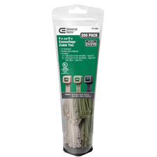 4In, 8In Assorted Camouflage UL 21S Rated Cable Zip Ties 200 COMBO Pack (Assorte