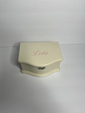 Pottery Barn Kids Abigail Jewelry Box White with Pink “Lola” with key