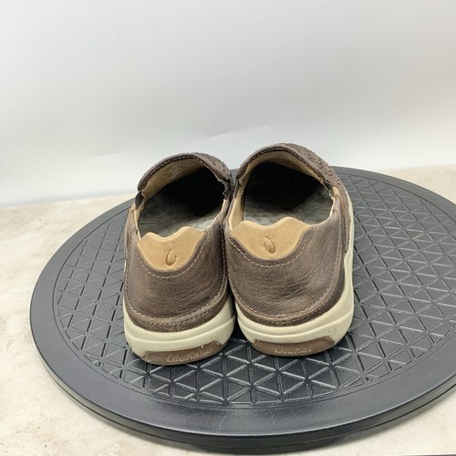 Olukai Lae'ahi Lauhala Shoes Men Size 9.5 Slip On Sneakers Brown Leather Woven - Picture 4 of 10